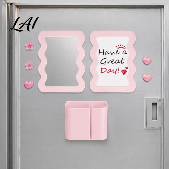 Space Saving Magnetic Organizer 10Pcs Locker Accessories Kit for Girls Includes Mirror Whiteboard Pen Holder School Magnets Stickers Pink Decor &