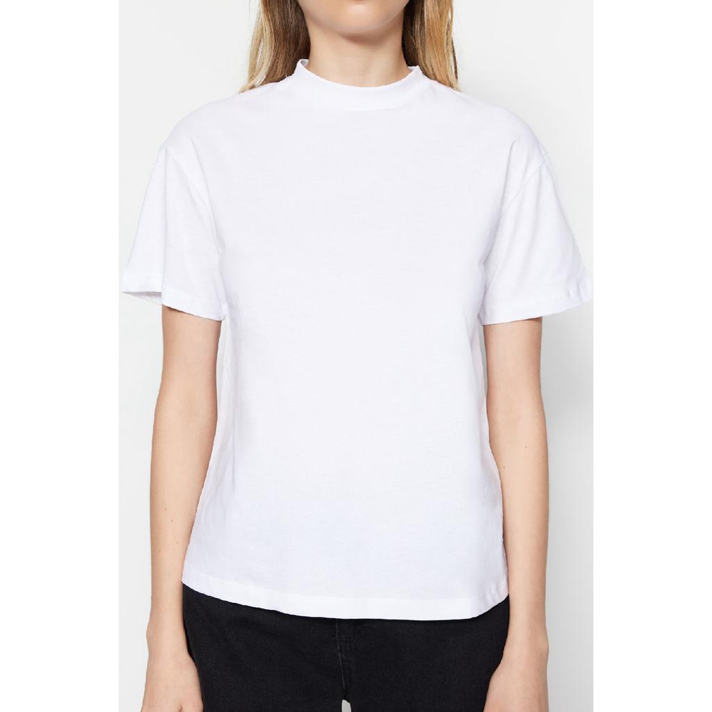 Комплект из двух бело-черных трикотажных футболок с воротником стойкой из 100% хлопка Twoss20ts1500