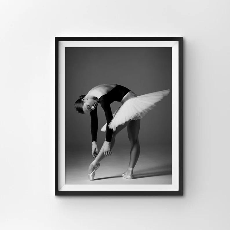 Черно-белые балетки для девочек, балерина, постеры и принты, танцовщица, холст, картина, настенная художественная картина, домашний декор для гостиной