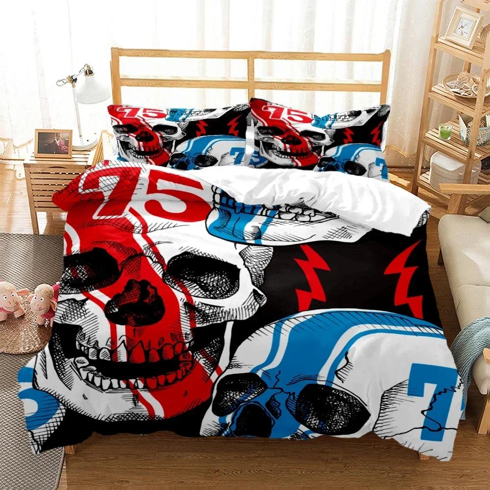 3D Print Mysterious Colored Skeleton Comfortable Duvet Cover Pillowcase Bedding Set Children Bedroom Decoration Home Textile