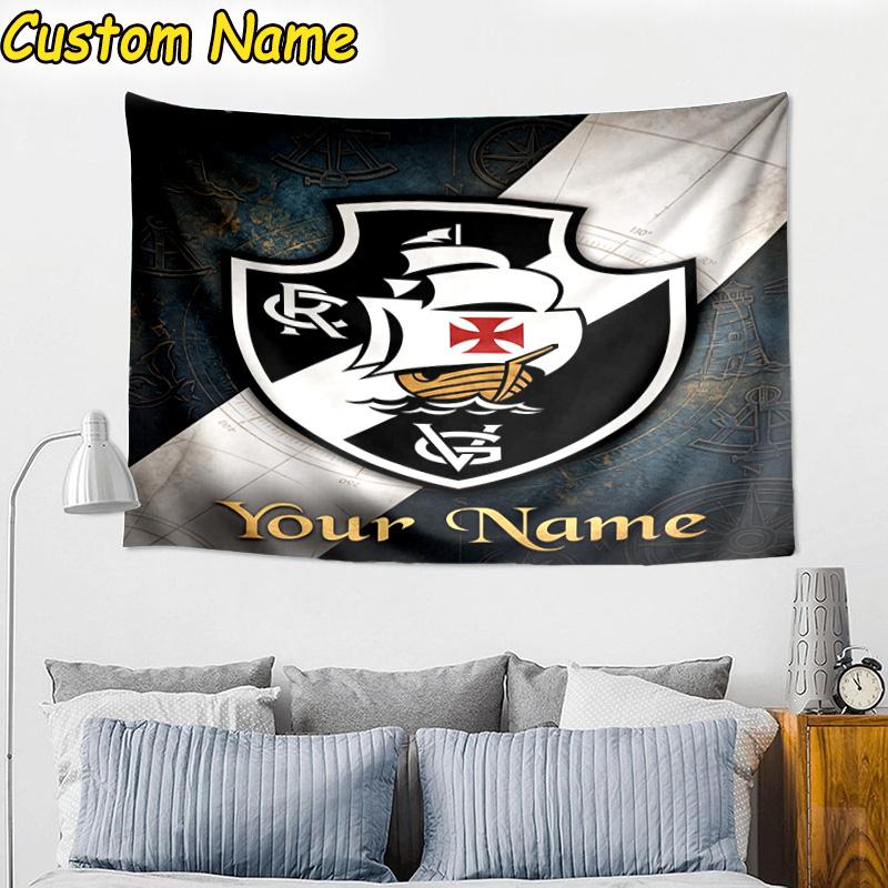 Custom Name Vasco Da Gama Crest Design Tapestry Room Decoration Wall Hanging for Living Room Bedroom, dormitory, Birthday and Christmas gifts