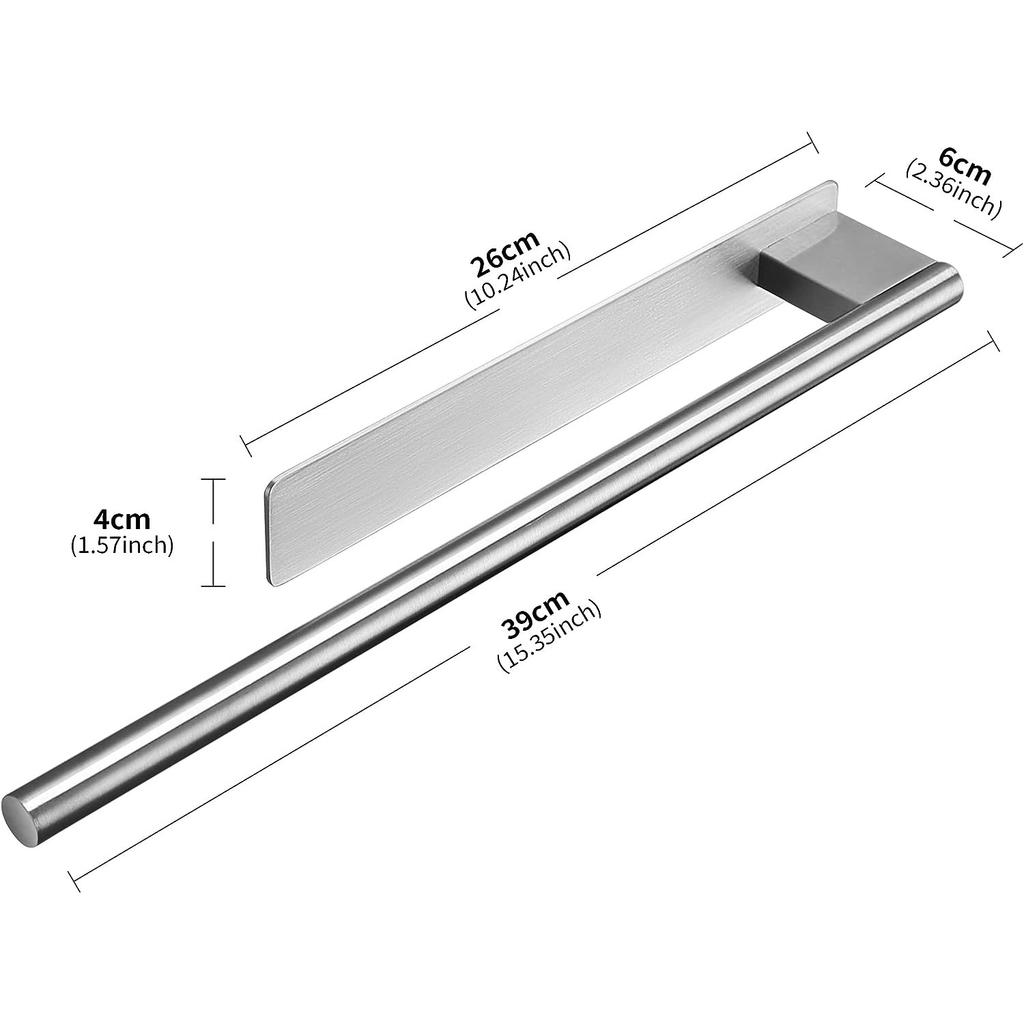 Stainless Steel Towel Bar Home Double-pole Paper Roll Rack Towel Rack Bathroom Kitchen Storage Rack Single-pole Towel Bar Set