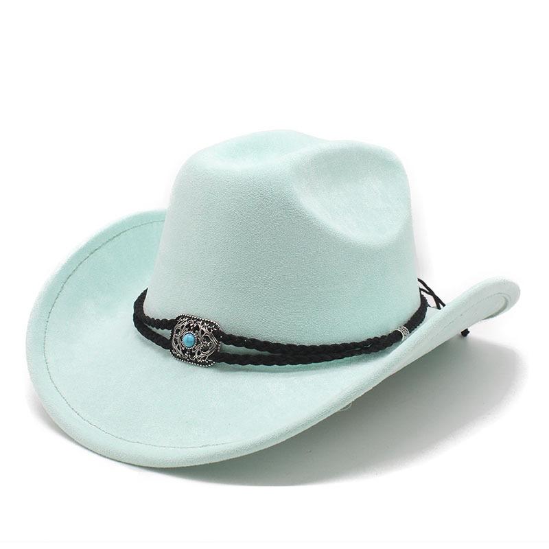 Suede Upturned Edge Western Cowboy Hat Men And Women Outdoor Travel Hat Rolled Brim Ethnic Style Top Hat Felt Hat