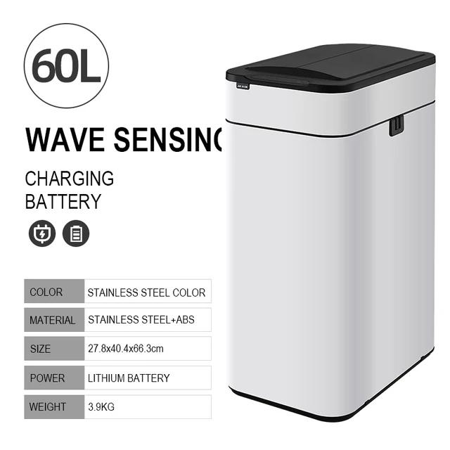 Smart Sensor Trash Can Stainless Steel Automatic Wastebin For Bathroom Kitchen Smart Bucket Garbage 30L 40L 50L 60L Trash Bin