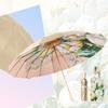 16 Bone Gold Rod Three-fold Umbrella Gorgeous Satin Titanium Weather Rain Parasol Hand Open Folding Sunscreen Female Sun Umbrella