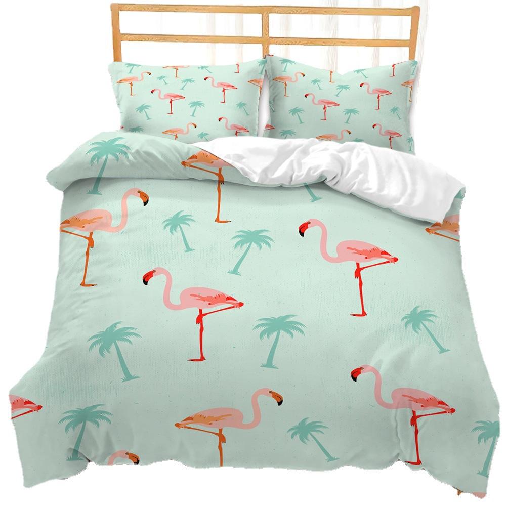 Bed Three-Piece Quilt Cover Ins Wind Animal Pattern Print Kit Home Textile Skin