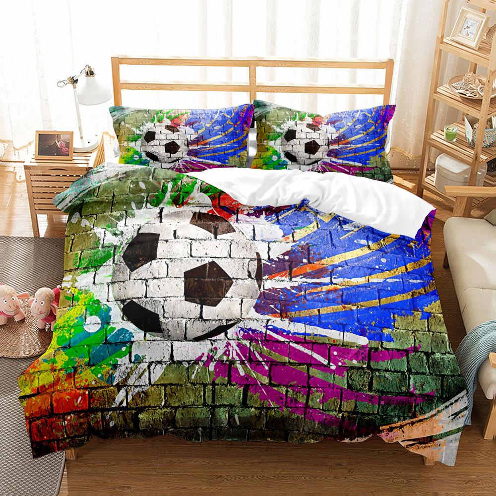 Акварельный Футбол Детский Комплект Пододеяльника Кинг Квин Дабл Фулл Твин Одинарный Размер Комплект Постельного Белья