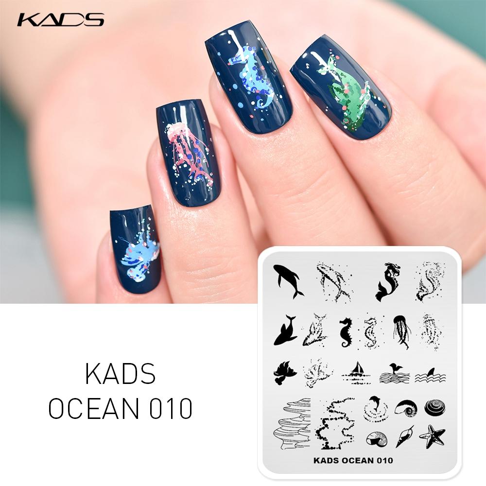 kads Пластина для штамповки ногтей Ocean 010, кит, морская звезда, раковина, пляжный узор, штамповочные пластины для дизайна ногтей, шаблон для маникюра