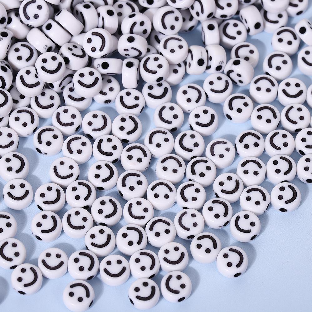 Акриловые бусины «Смайлик» для изготовления украшений своими руками - Круглые, цветные бусины для детских браслетов и ожерелий
