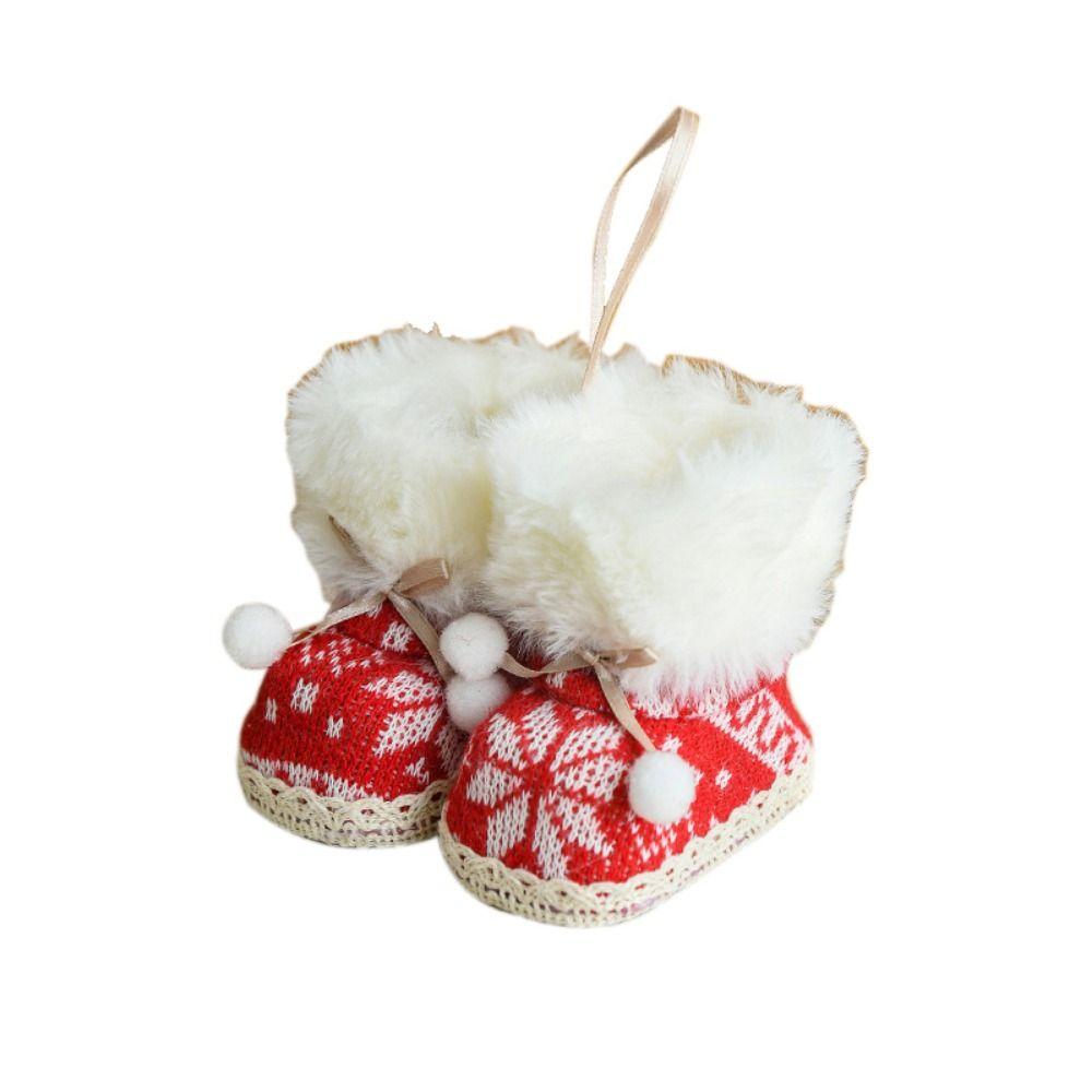 Plush/Cloth Christmas Boots Pendant Decorative Plush Christmas Tree Pendant Festival Party