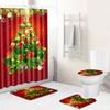Christmas Bathroom Non-Slip Doormat Bathroom Waterproof Shower Curtain Toilet Floor Mat Four-Piece Shower Room Absorbent Carpet
