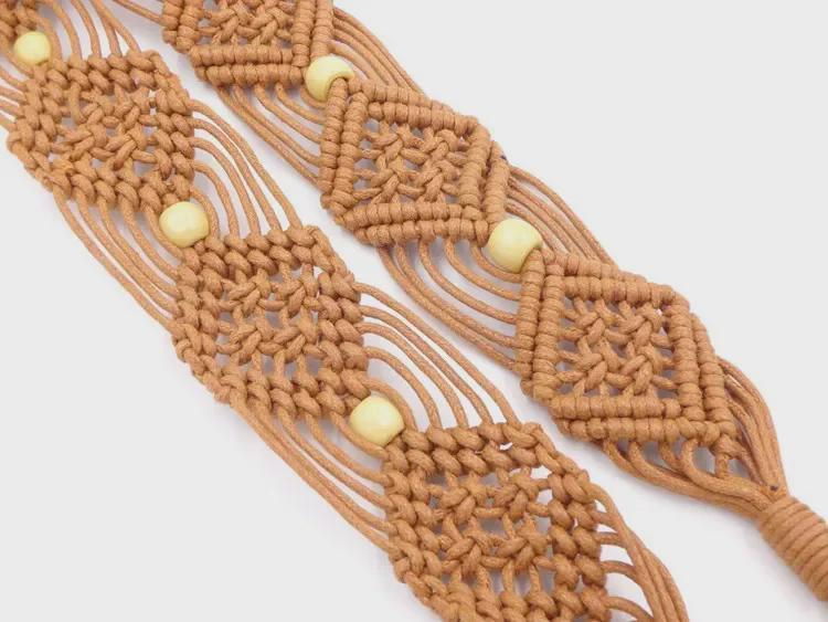 Bohemian Wax Rope Braided Floral Women's Belt Chain