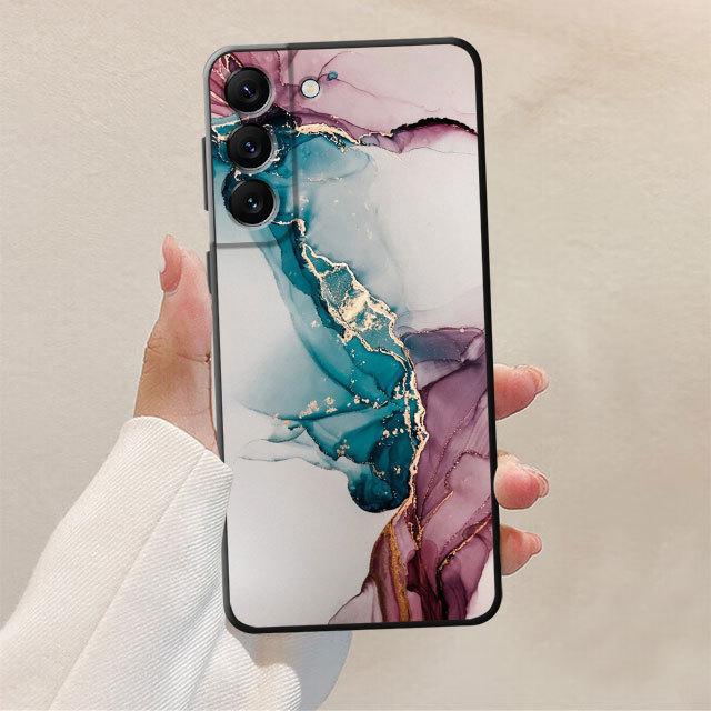 Цветной мраморный художественный чехол для телефона для Samsung Galaxy S22 Ultra 5g S21 Plus S20 Fe S7 S21 S8 S10e S10 S9, черный мягкий чехол