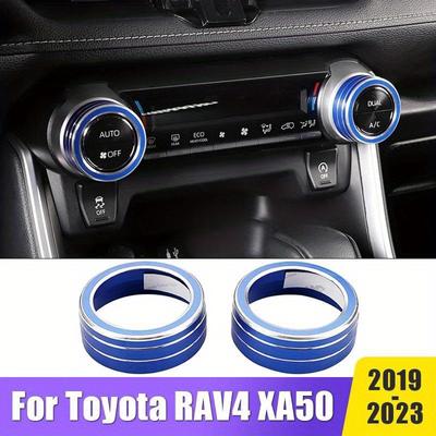 Для Toyota для RAV4 2019-2023 Кондиционер Климат-контроль Крышка ручки кондиционера Радио Кнопка громкости Кольцо Крышка - алюминиевый сплав 2 шт.