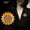 Japanese And Korean Full Diamond Sunflower Brooch Fashion Clothing Accessories Cute Corsage Women'S Suit Coat Pin