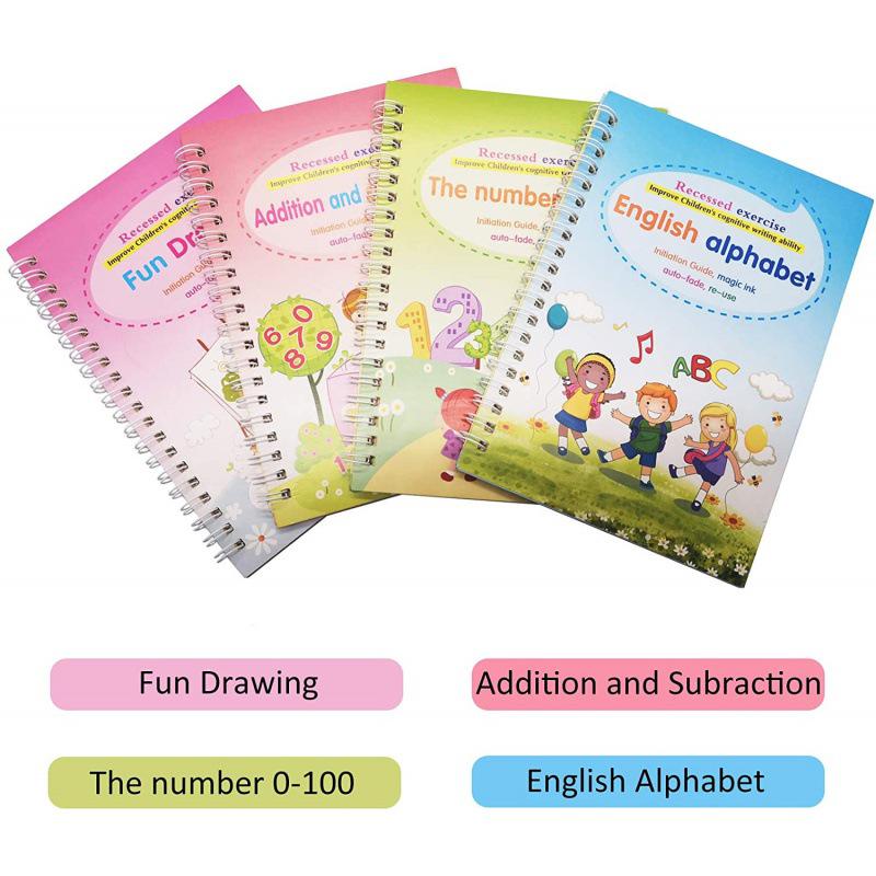 Набор для практики каллиграфии на глобальном английском: Дошкольный контроль ручки и волшебные наклейки для письма для детей