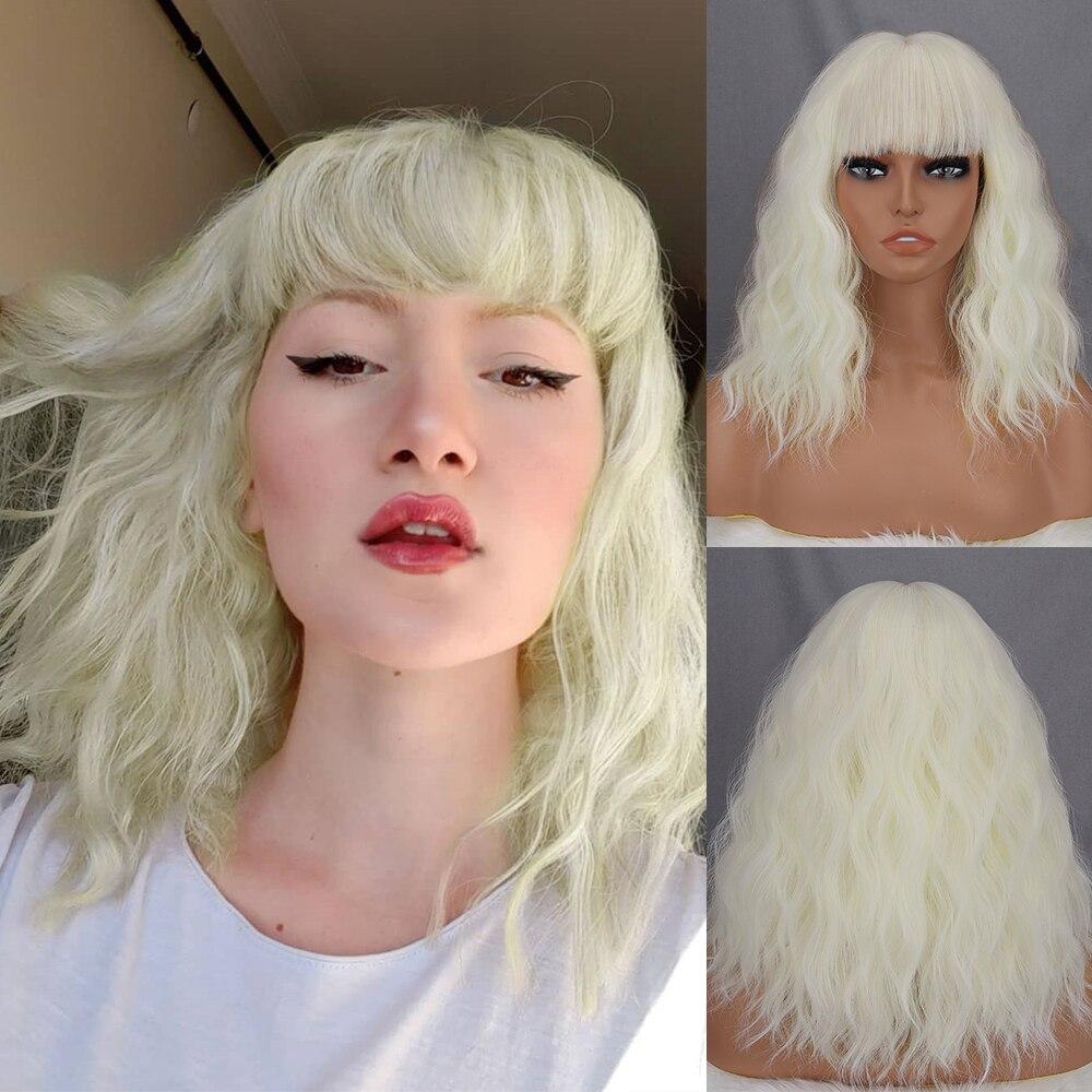 MISS WIG Короткие и волнистые синтетические парики с бахромой для женщин, термостойкое волокно фиолетового цвета, волнистый парик до плеч, вечерние косплей