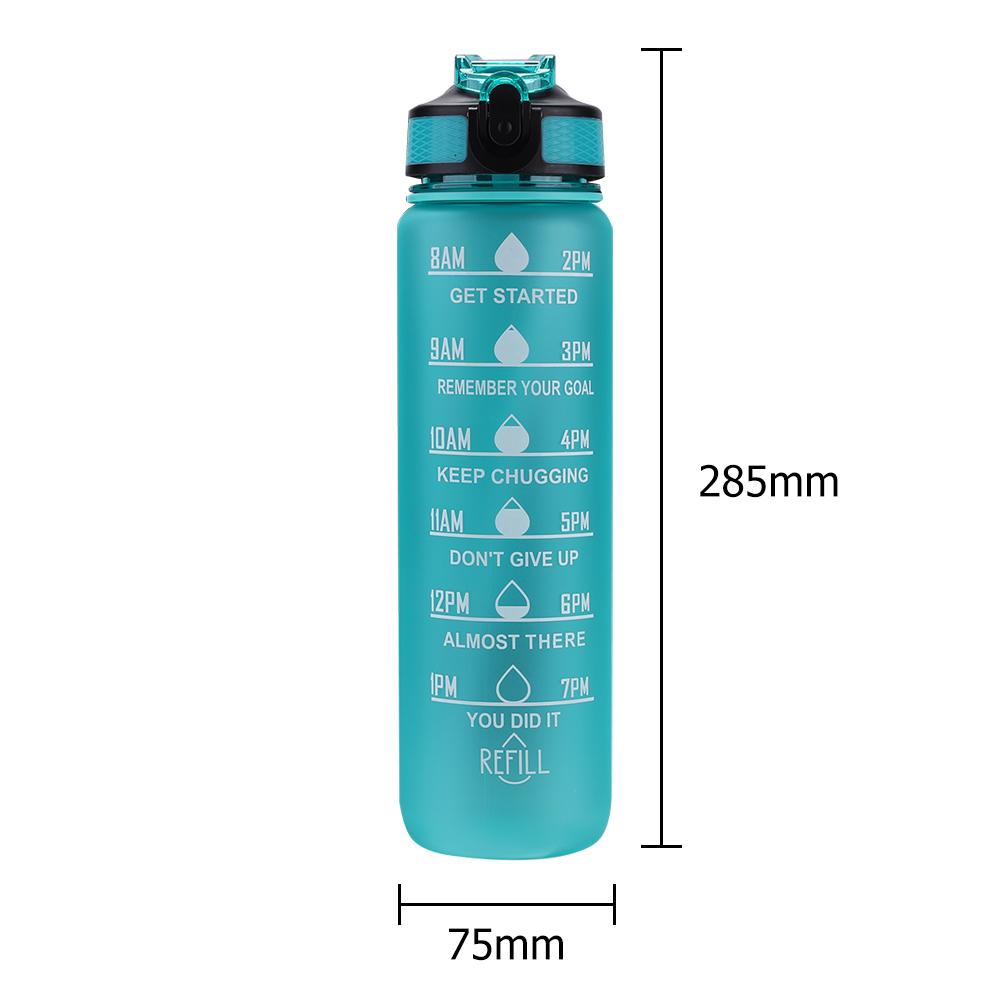 AU 1000ml Fitness Cups Leakproof with Time Scale for Camping Running (Green)