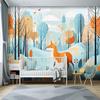 3d обои мультфильм лес животное обои диван фон настенная роспись для спальни мультфильм роспись домашний декор