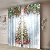 2 Pieces, Christmas Tree Snowflake Wooden Background Curtains -30% Blackout - Suitable for Living Room, Bedroom, Home Decoration
