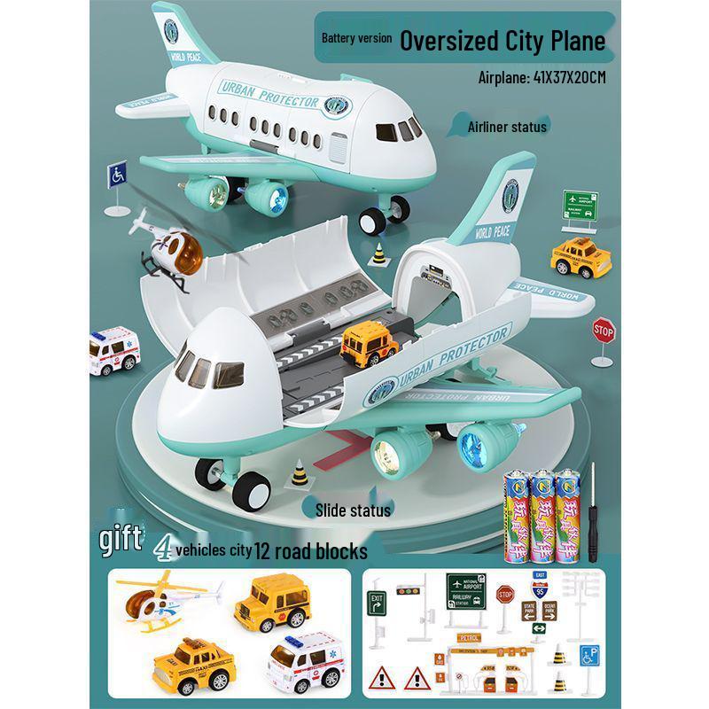 Extra Large Transforming Airplane Toy with Music and Storage Features for Kids