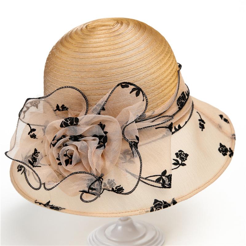Элегантная шляпа из органзы с темпераментом, женская весенне-летняя прохладная шляпа, шляпа-ведро, универсальная шляпа-цилиндр, солнцезащитная шляпа