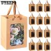 WTEMPO Clear Window Paper Gift Bags with Handles Simple Elegant Shopping Bags Suitable for Flowers and Dolls Gifts Perfect for Birthday Wedding