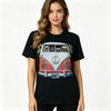 Unisexs Cute Dogs In Van Tshirt Peace Sign Graphic Tee Black And White Options