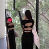 European & American Sexy Backless Bodycon Dress: Women's Slim Fit Summer Slit Wrap Long Dress