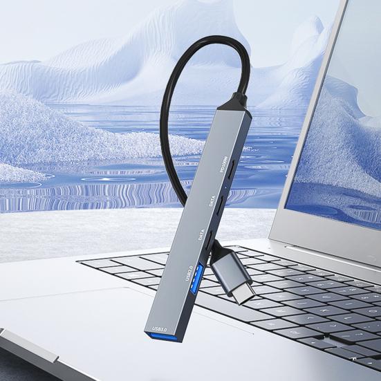 Концентратор 5-в-1 типа C с портами USB 3.0 Быстрая передача данных Простое подключение устройств Док-станция Концентратор Питание телефона