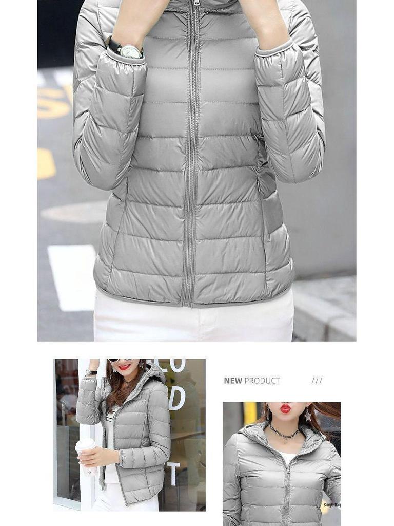 Женская стеганая куртка с капюшоном - Короткая, Большого размера, Толстая, Теплая, в корейском стиле, Простая повседневная мода, Легкая верхняя одежда.
