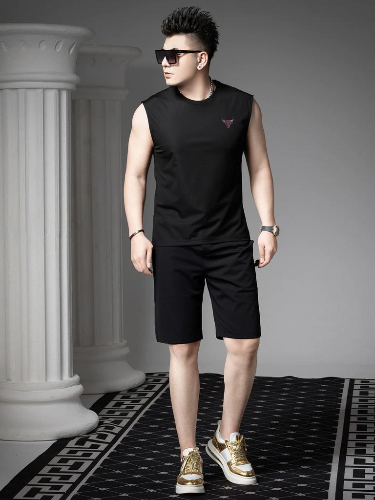 European Style American-Style Round Neck Vest for Men, Summer Outerwear, Sports, Fitness, Casual Sleeveless T-Shirt, Men's Tank Top