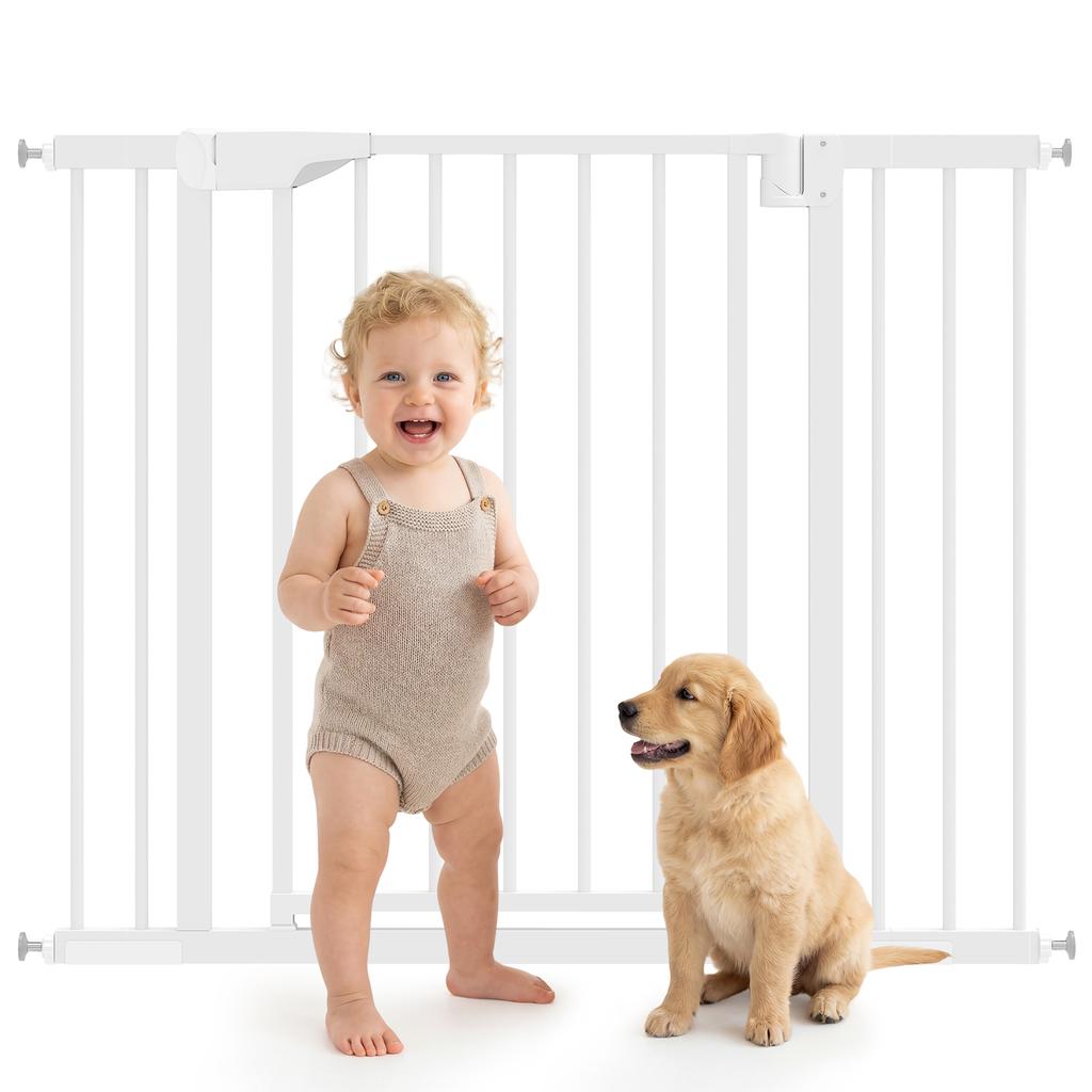 Baby Stair Gate Safety Barrier Without Drilling With Automatic Closing For Children Kitchen Stairs 76 102 X 76 Cm White