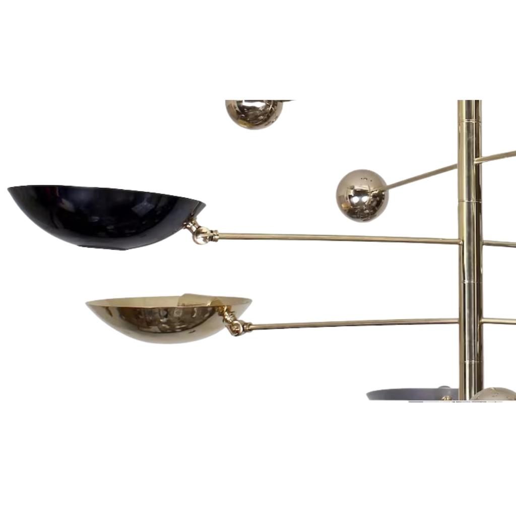 Подвесной светильник на 4 лампы в стиле середины века из необработанной латуни Sputnik