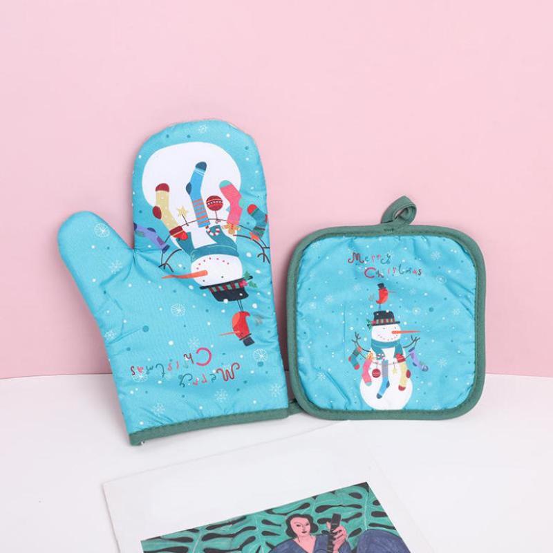 Рождественские прихватки Санта-Клаус Снеговик Колокольчик Узор Изолированные Перчатки Декоративный Подарок Дом Кухня Рождественское Украшение