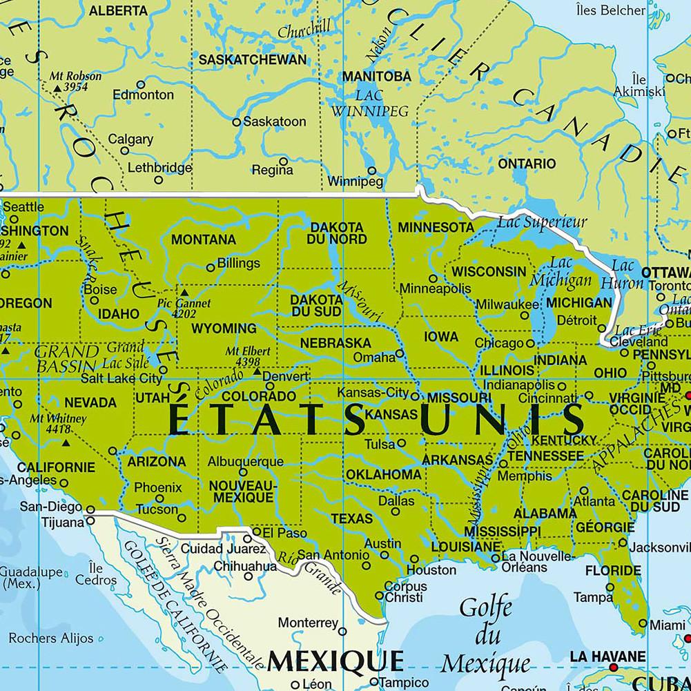 Французская карта - политическое распространение - карты городов, карта мира, образовательный плакат для домашнего офиса, учебные принадлежности для путешествий