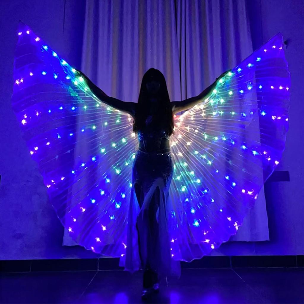 LED Butterfly Wing Illuminated Adult Dance Luminous Glowing Light Up Party Costumes Multicolored