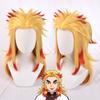 High Quality Anime Cosplay Rengoku Kyoujurou Cosplay Wig Blonde Red Ombre Heat Resistant Hair Pigtail Wigs + WigCap