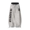 High Street Style Heavyweight Washed Distressed Sweatpants - Loose Wide Leg Letter Print Casual Pants Teens