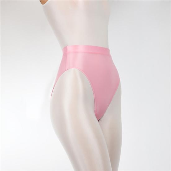 Women Panties Glossy High Waist Breathable Elastic Friendly To Skin Close