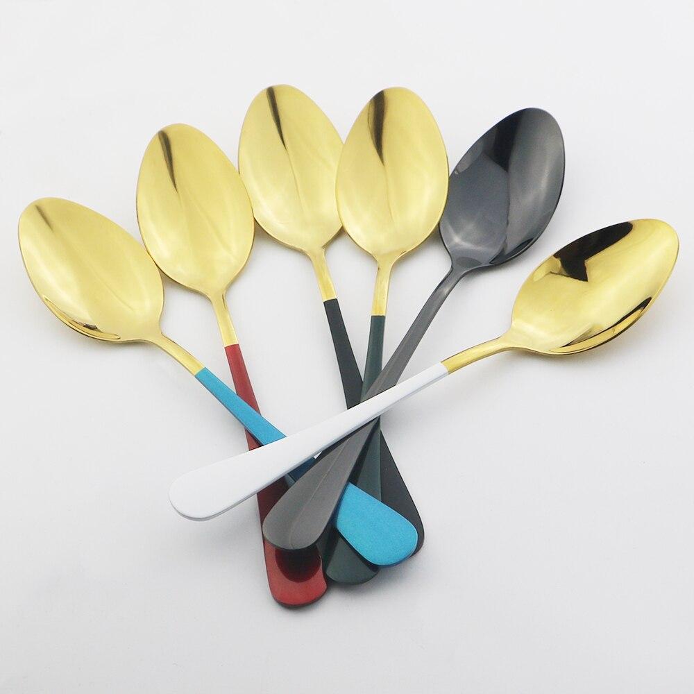 Набор столовой посуды из нержавеющей стали, набор столового серебра, черное золото, обеденная ложка, столовые приборы, столовые приборы, набор посуды для пикника, кухни, дома