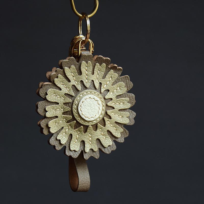 Подвеска для ключей из кожи ручной работы серии Duohua, простой и универсальный серый брелок