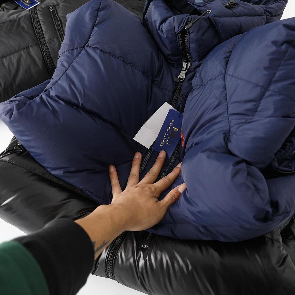 RL Военная лошадь Вышитая ветрозащитная водоотталкивающая пуховая куртка с капюшоном для мужчин и женщин