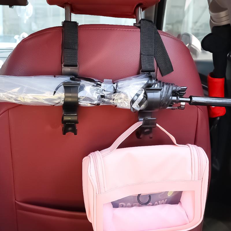 2pcs Car Back Seat Hook Umbrella Holder Seat Back Storage Multi-function Rear Seat Headrest Hanging Hook Auto Interior Organizer