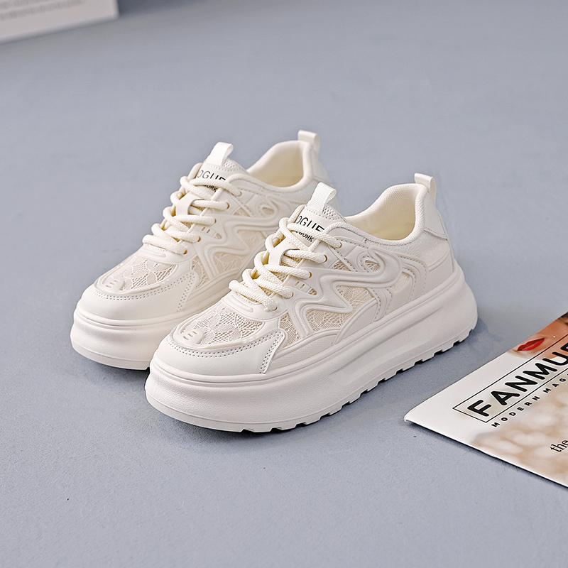 Новые летние модные универсальные женские туфли, повседневные спортивные туфли с толстой подошвой из дышащей сетки для студентов