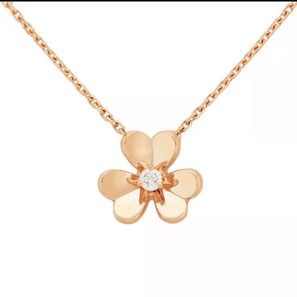 18k Rose Gold Diamond Clover Necklace & Three-Leaf Clover Earrings Set