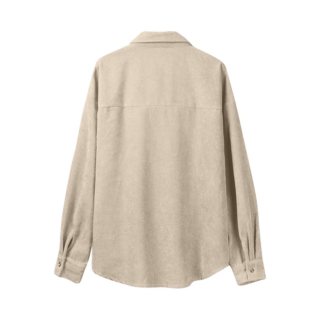 Женские и зимние рубашки Женская однотонная куртка свободного кроя с лацканами в стиле кэжуал