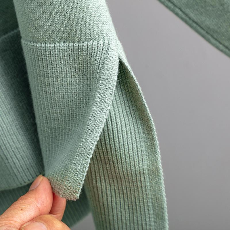 Осенне-зимний вязаный свитер, женский свободный джемпер с V-образным вырезом, брюки, комплекты из двух предметов