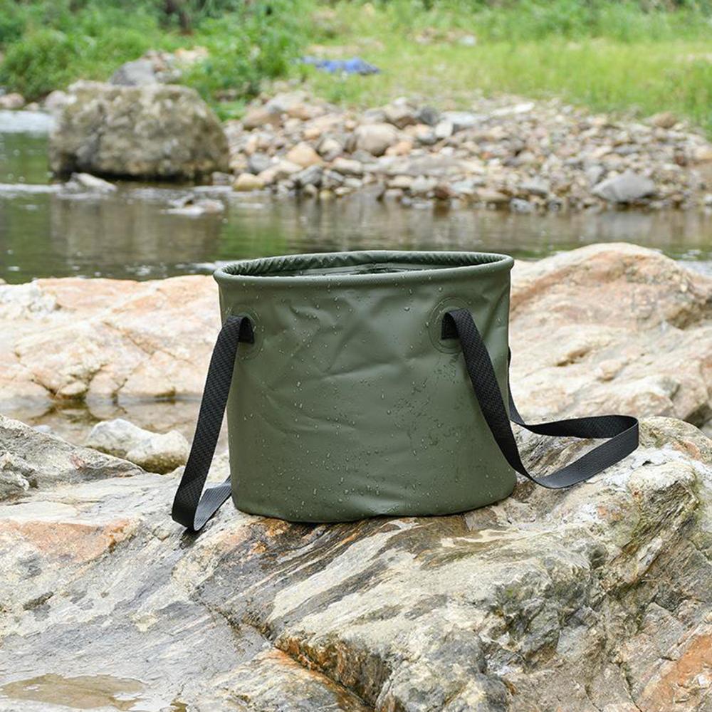 10/20L Folding Portable Bucket with Cover Car Wash Fishing Bathroom Tool Silicone Bucket Outdoor Camping Organizing Bag