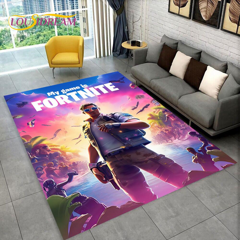 Games 3D F-Fortnite Cartoon Carpet Rug for Bedroom Living Room Home Sofa Decoration,Children Game Large Decor Floor Mat Gift